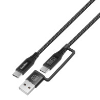 CABLE COOLBOX CARGA RAPIDA DE USB-C+A A USB C DE 1.8M 60W ALUMINIO TRENZADO