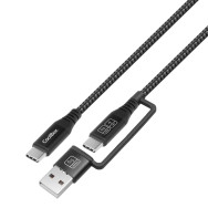 CABLE COOLBOX CARGA RAPIDA DE USB-C+A A USB C DE 1.8M 60W ALUMINIO TRENZADO