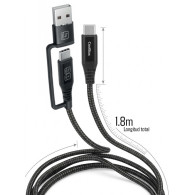 CABLE COOLBOX CARGA RAPIDA DE USB-C+A A USB C DE 1.8M 60W ALUMINIO TRENZADO