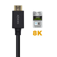 CABLE HDMI CERTIFICADO V2.1 8K 60HZ 48GBPS AM-AM NEGRO 3.0M AISENS A150-0424