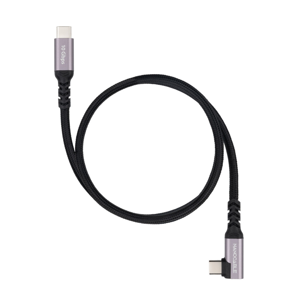 CABLE USB-C ACODADO M M 3.2 GEN2 100W 4K 60Hz 0.5M NANOCABLE 10.01.4700