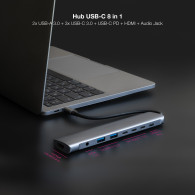 HUB USB-C 2xUSB-A+3xUSB-C+USB-C CARGA+HDMI+AUDIO NANOCABLE 10.16.4608