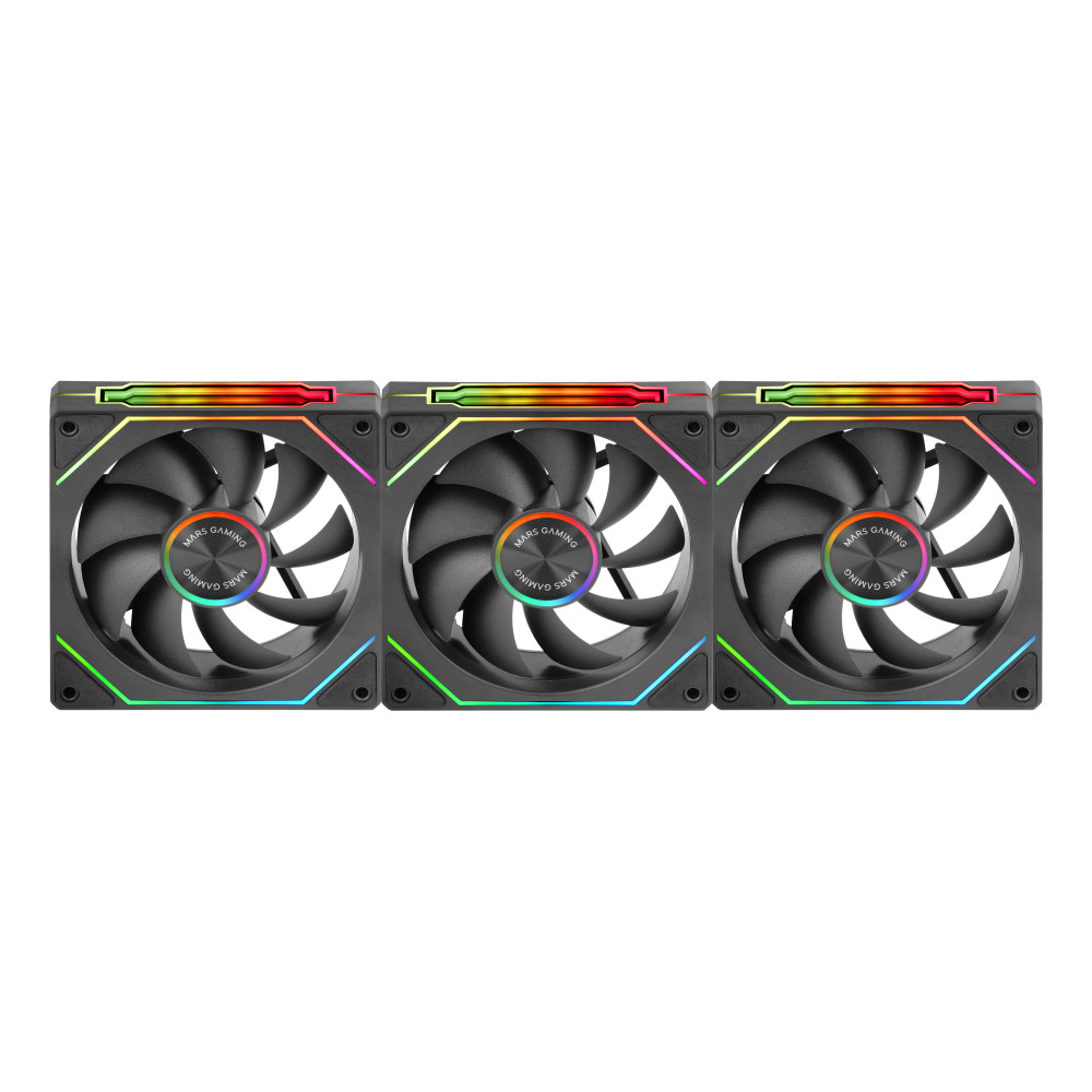 VENTILADOR 12X12 12CM MARS GAMING MF-LINKFINITYKIT2 ARGB PACK 3U. NEGRO
