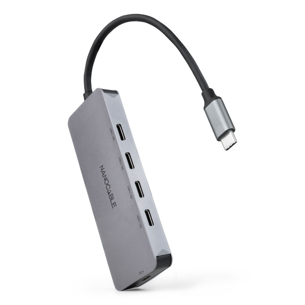 HUB USB-C M A 4xUSB-C H + USB-C PD 100W 10 CM NANOCABLE 10.16.4505